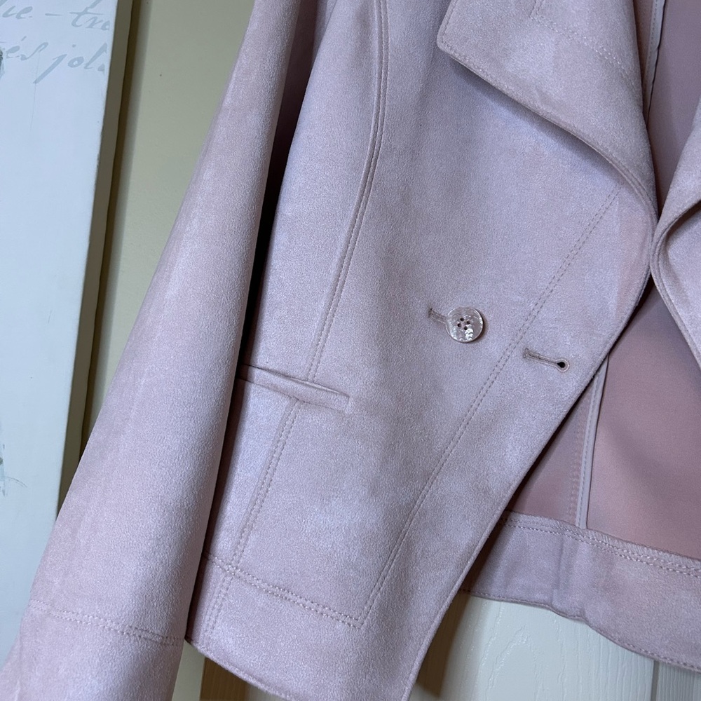 White House Black Market Light Pink Suede Blazer - Picture 2 of 5